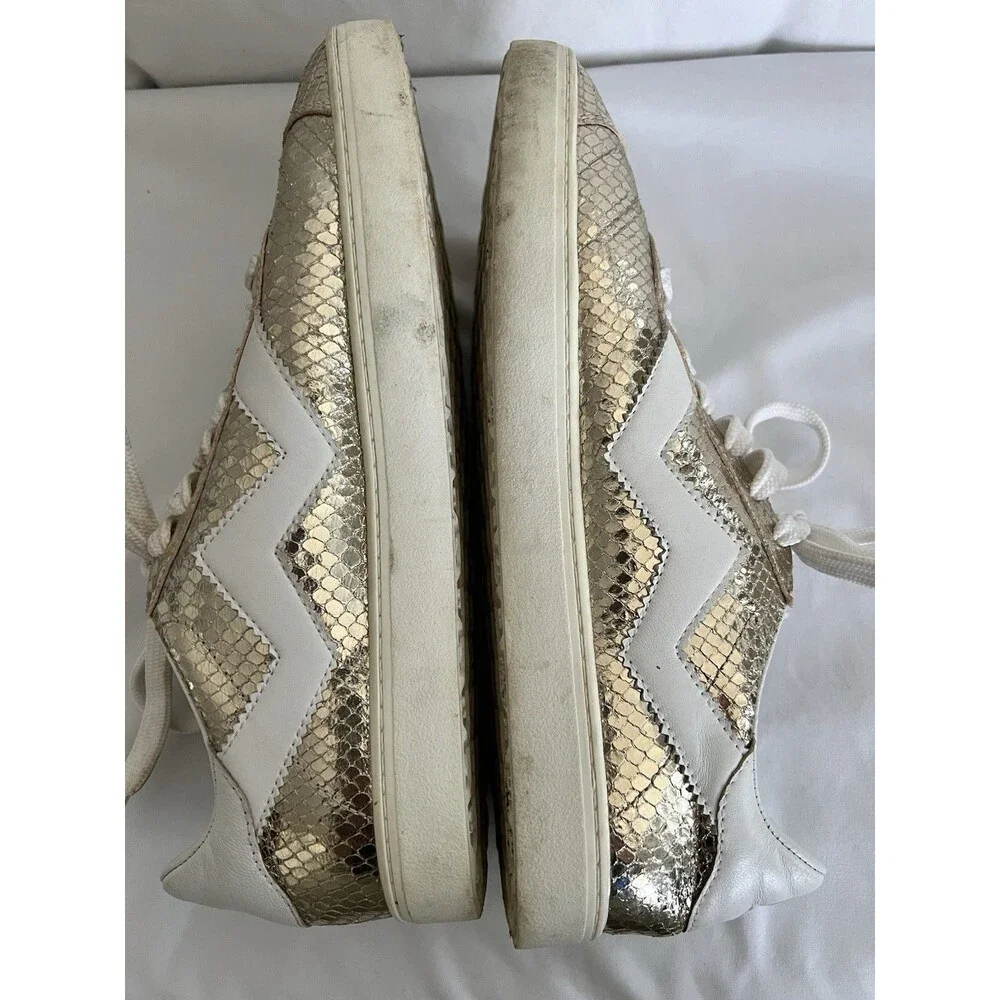 Stuart Weitzman Metallic Gold Sneakers Size 8B - Picture 5 of 11